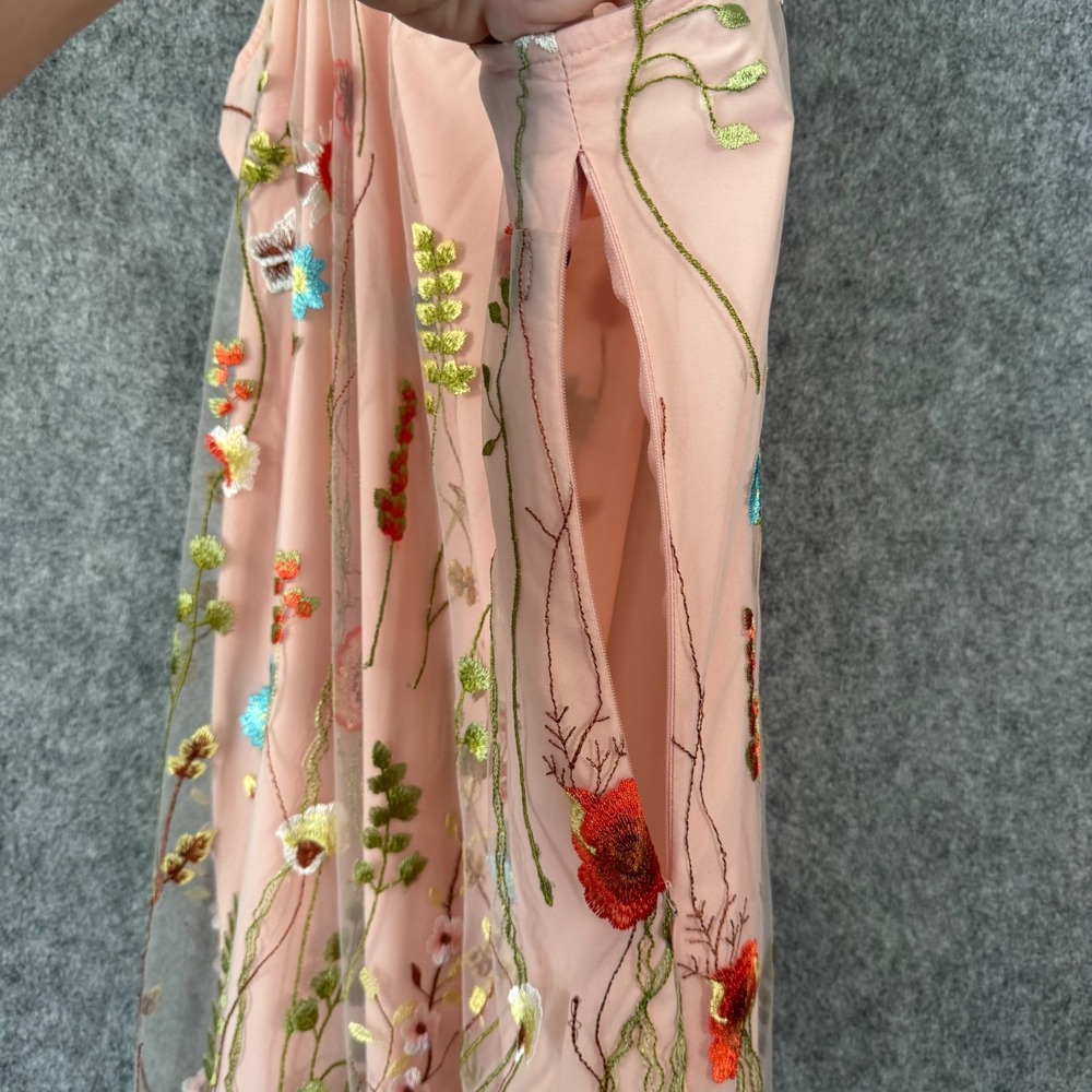 Beige ECI Fairy Floral Embroider Garden Sheer Slip Dress Size‎ 12 Pink Butterfly - Picture 12 of 13